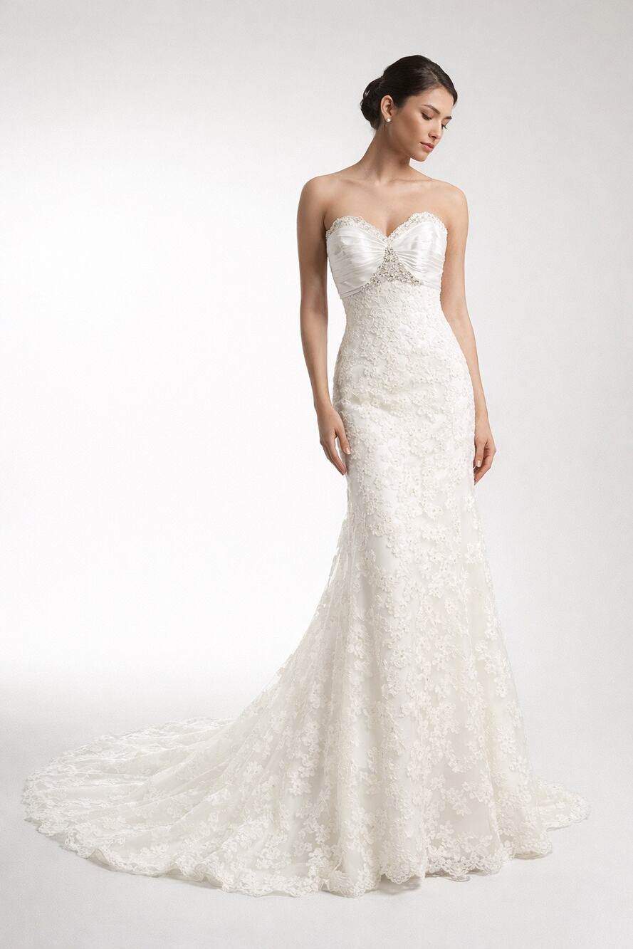 Maggie Sottero Couture Ivory Lace Wedding Gown – Size 10 – Style C-Evelyn